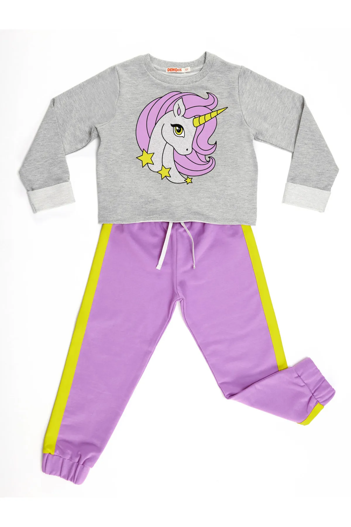 Denokids  Einhorn-Flieder-Trainingsanzug-Set für Mädchen