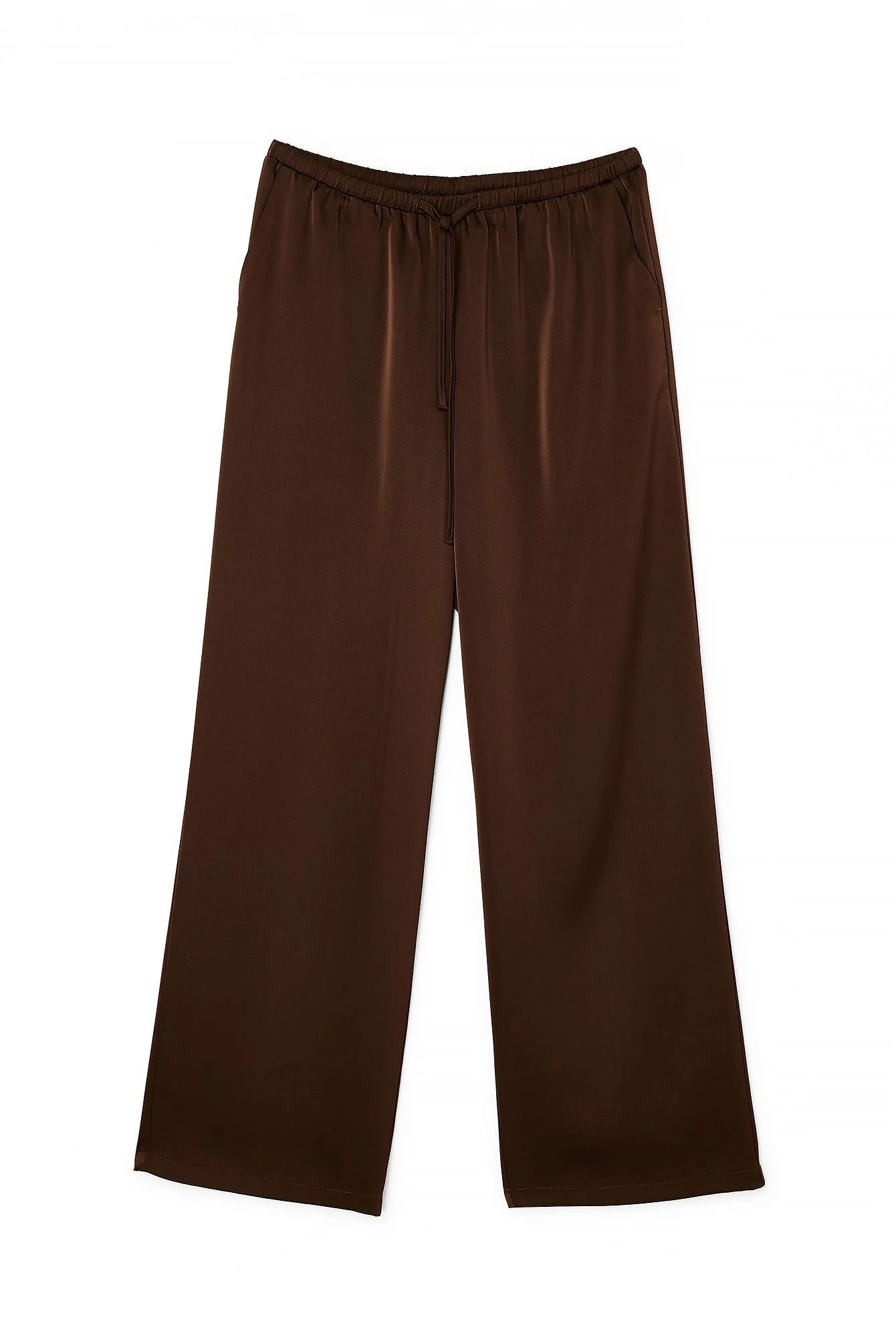 Satin-Hose mit elastischer Taille und mittelhohem Bund