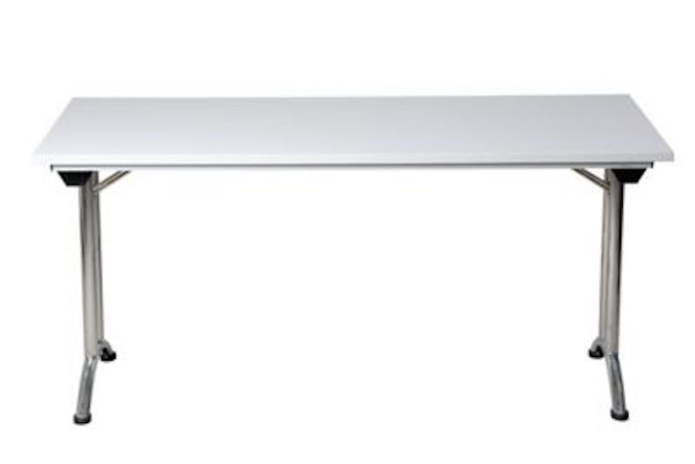 PROREGAL® Klapptisch Klapptisch Lizard, C-Fuß-Gestell, HxBxT 75x140x70cm, Chrom-Buche