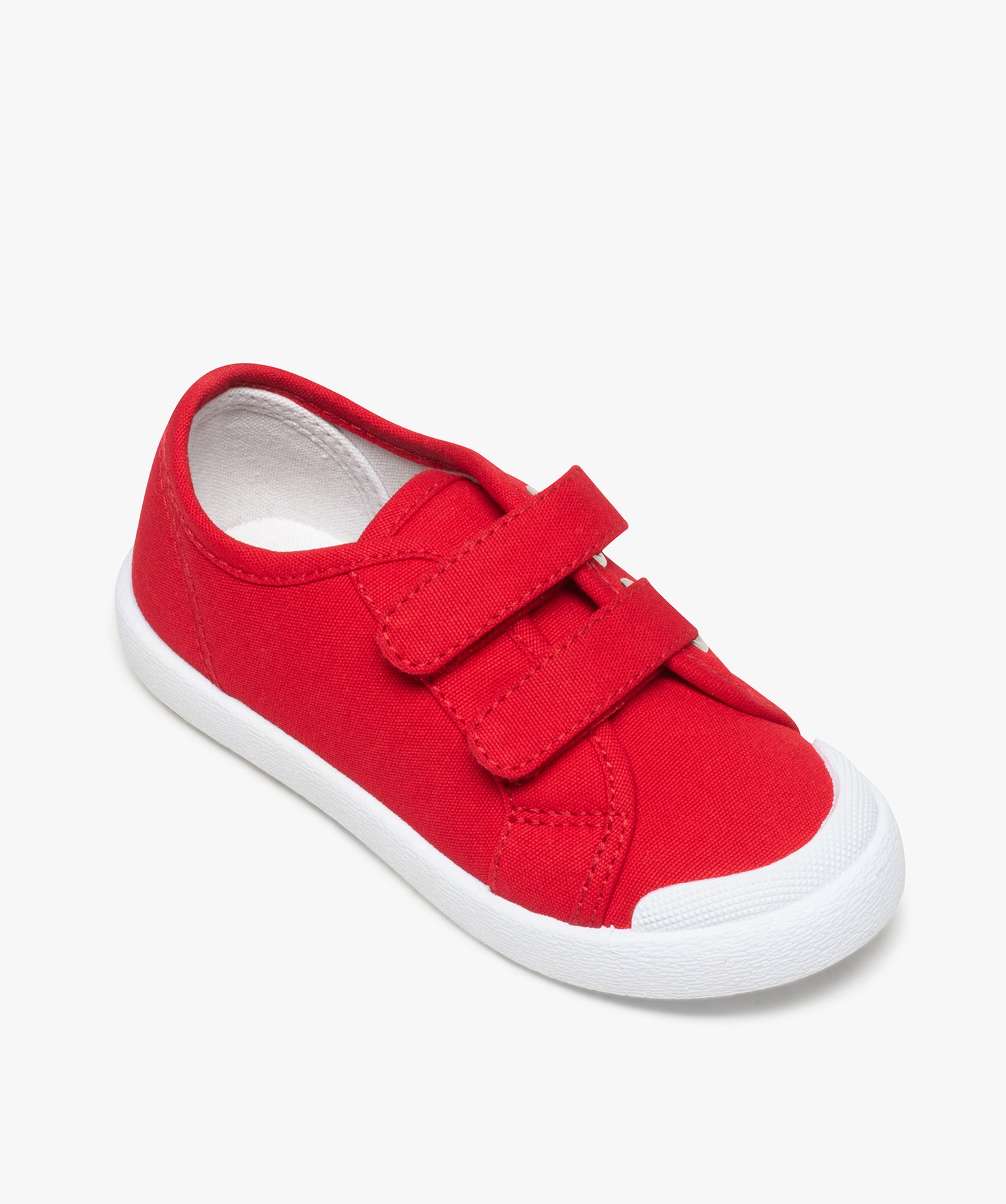 Baskets Garçon en toile fermeture double scratch rouge | GEMO