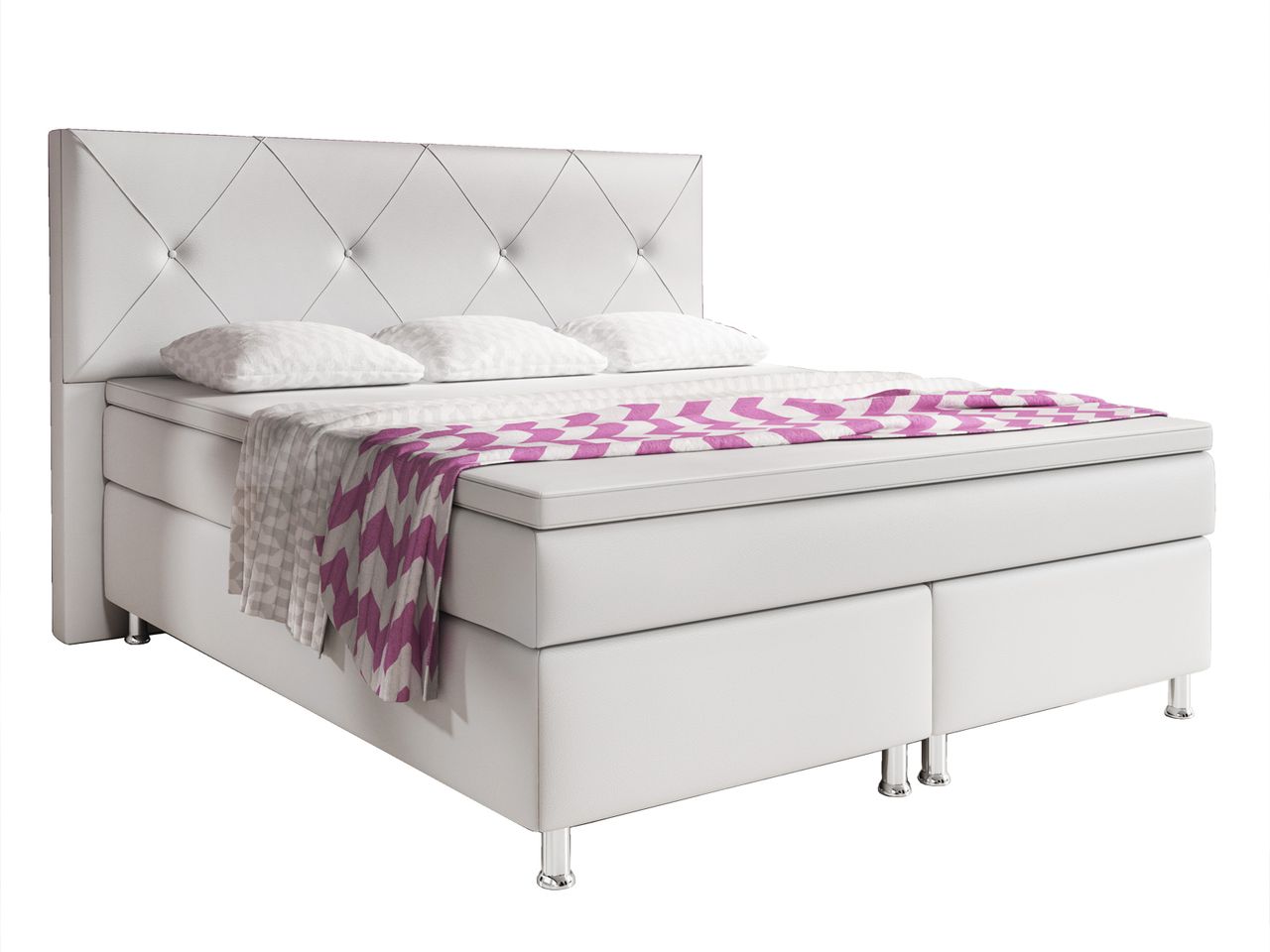 IHG Boxspringbett Oxford 180x200 cm Kunstleder Weiß