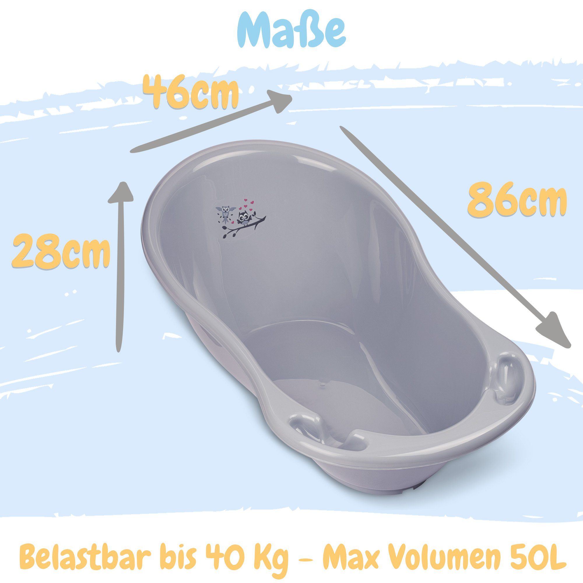 Babykajo Babybadewanne, (Teile, 1-tlg), Baby Wanne TÜV Rheinland zertifiziert!