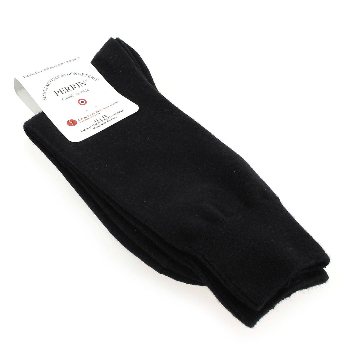Perrin  Chaussettes laine et coton - Noir