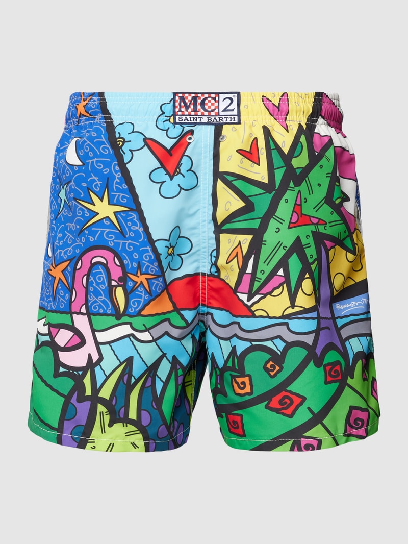 Badehose mit Allover-Muster in blau