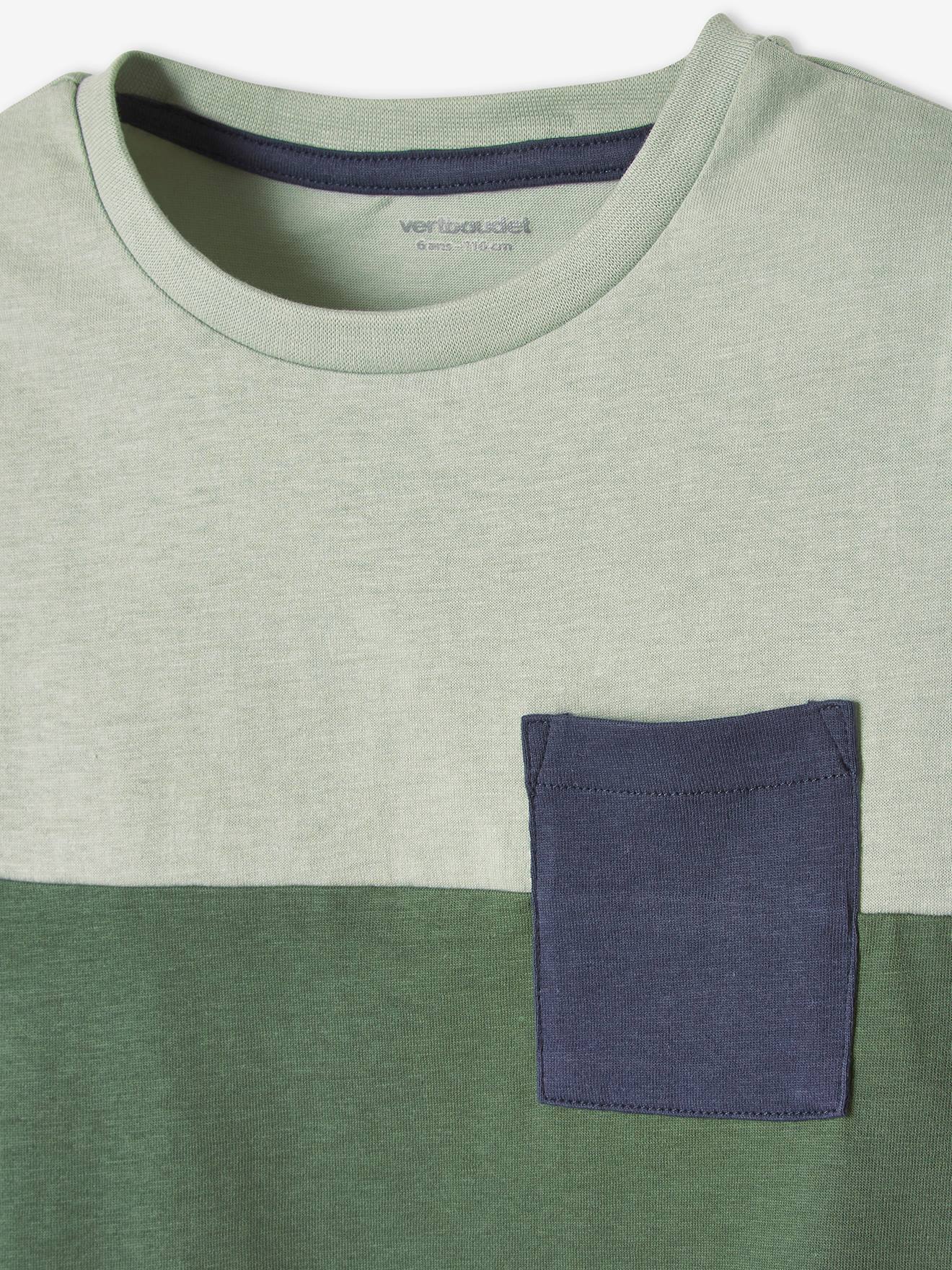 T-shirt coloblock garçon manches courtes ardoise