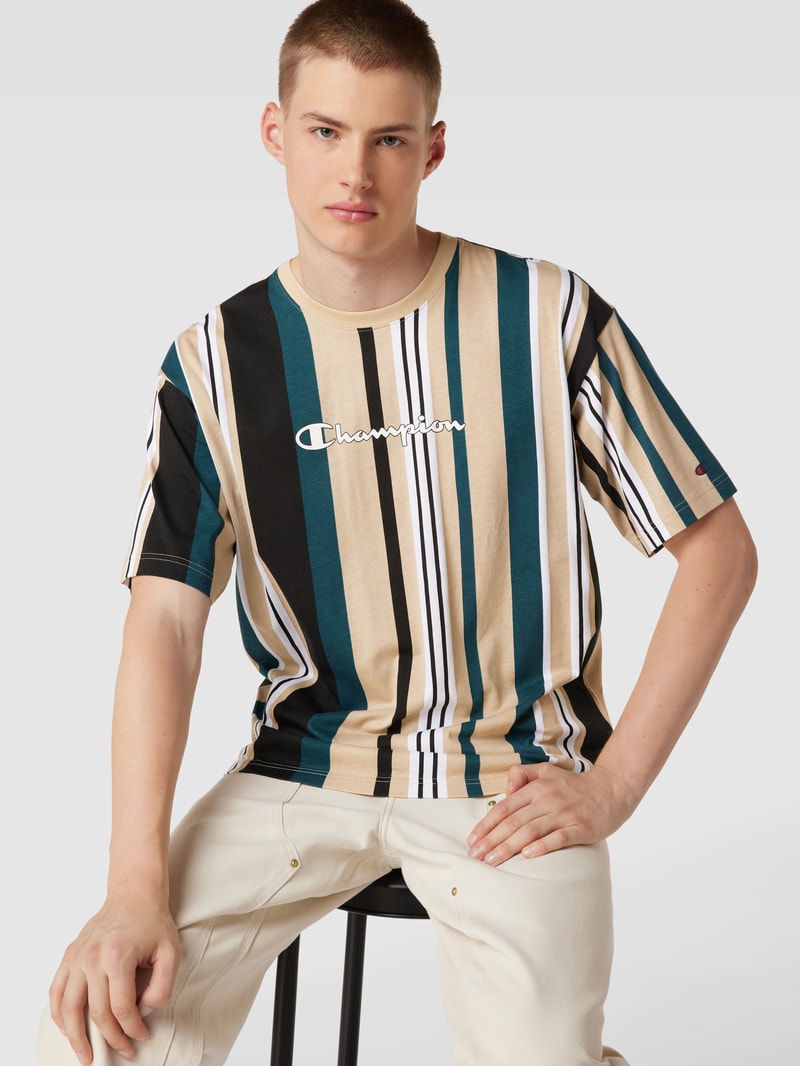 T-Shirt mit Streifenmuster in beige