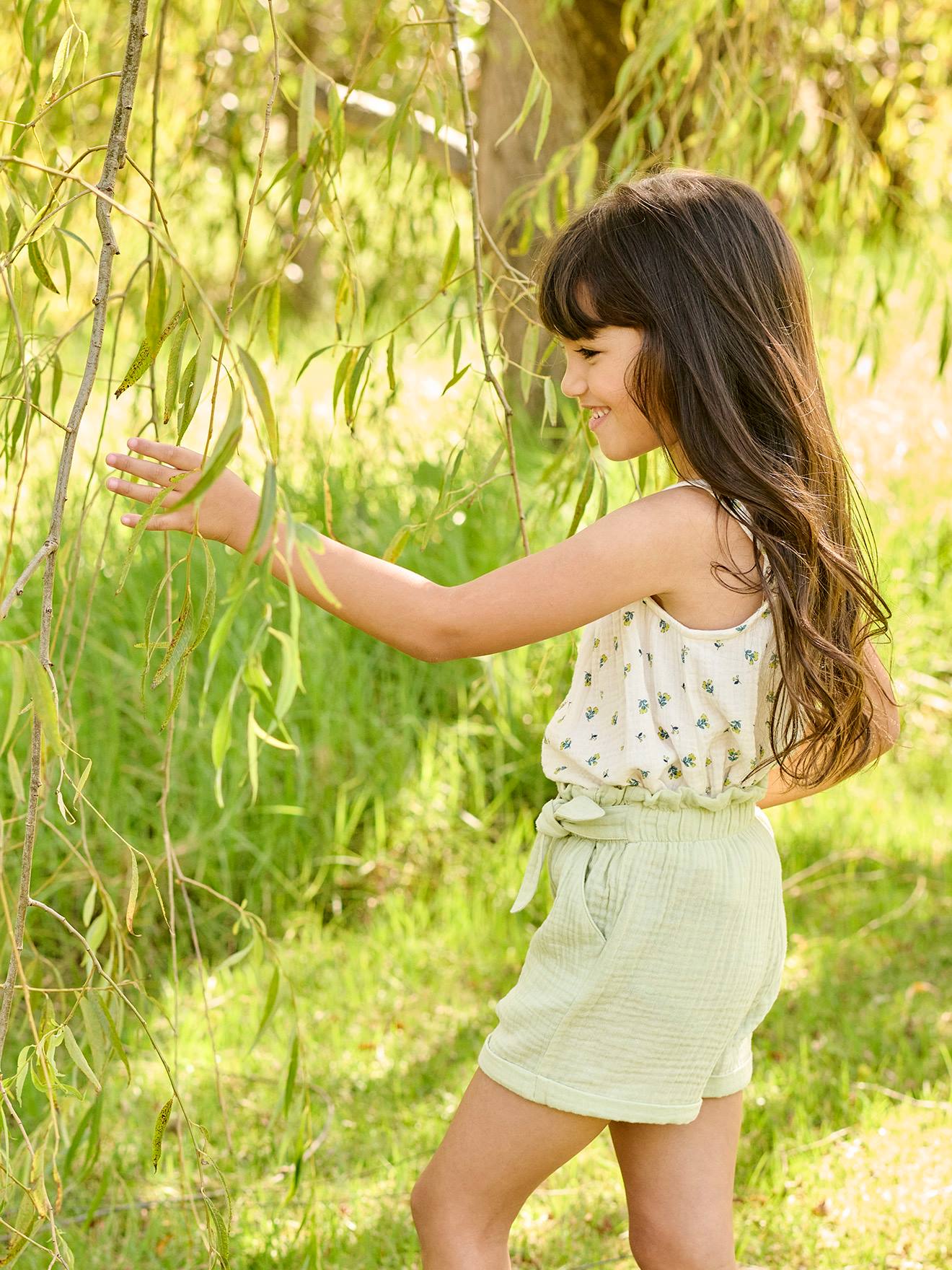 Vertbaudet Mädchen Paperbag-Shorts, Musselin - vanille