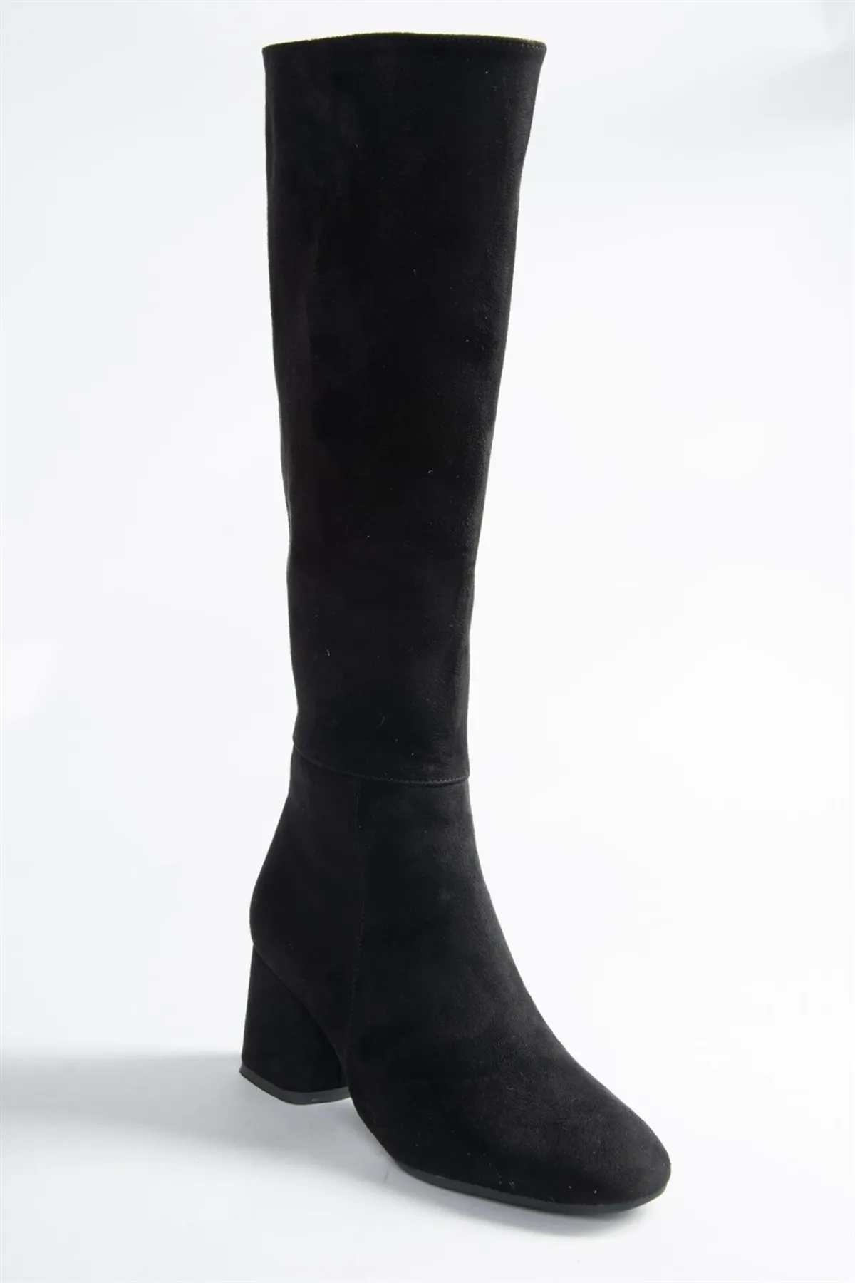 Fox Shoes  Tägliche Damenstiefel aus schwarzem Wildleder mit niedrigem, dickem Absatz N251081502