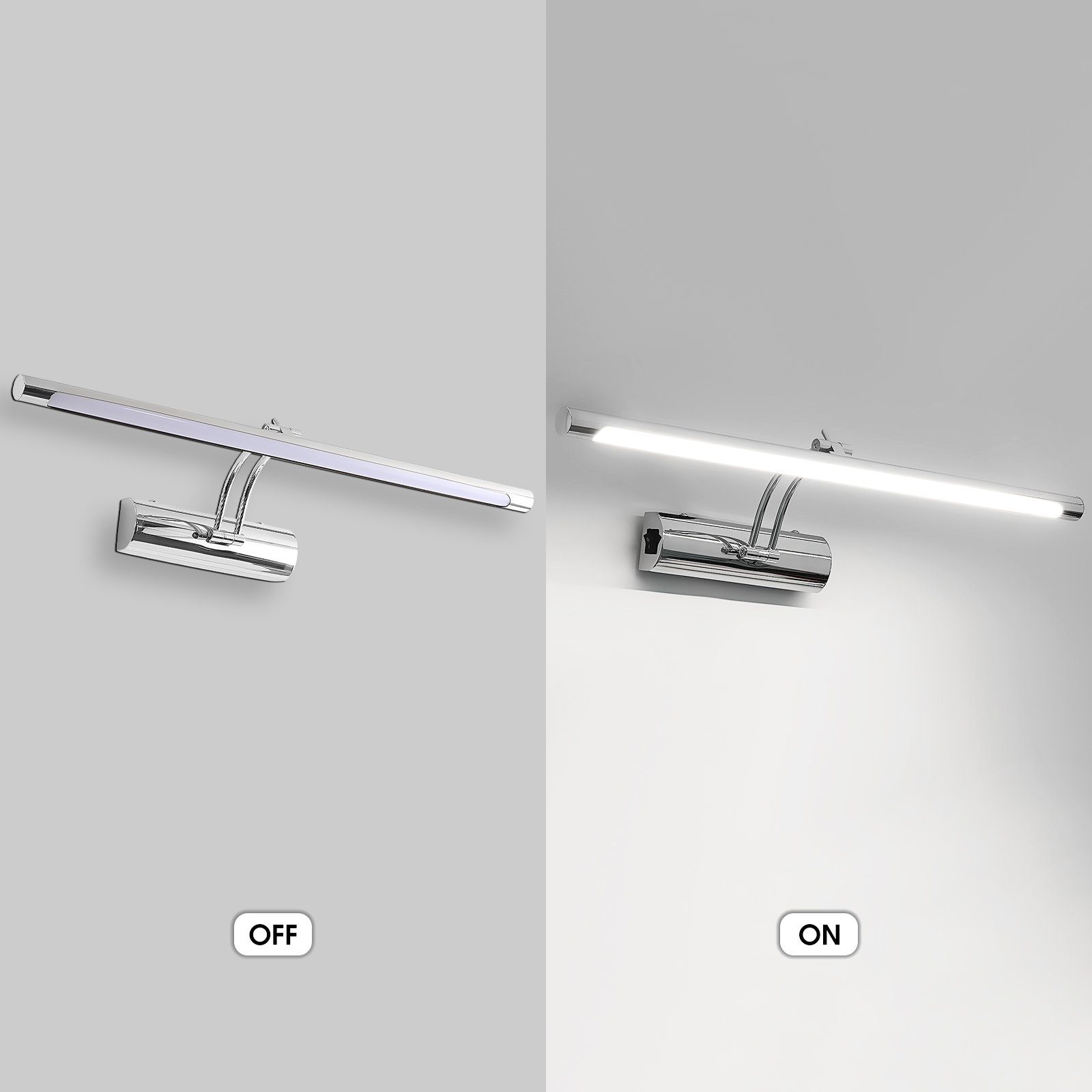 iscooter Spiegelleuchte LED Spiegelleuchte, Badezimmer Lampe Edelstahl Spiegellampe, LED fest integriert, Warmweiß, Kaltweißes, LED Spiegelleuchte, Spiegelleuchte, LED Badleuchte, Badlampe, Spiegellampe