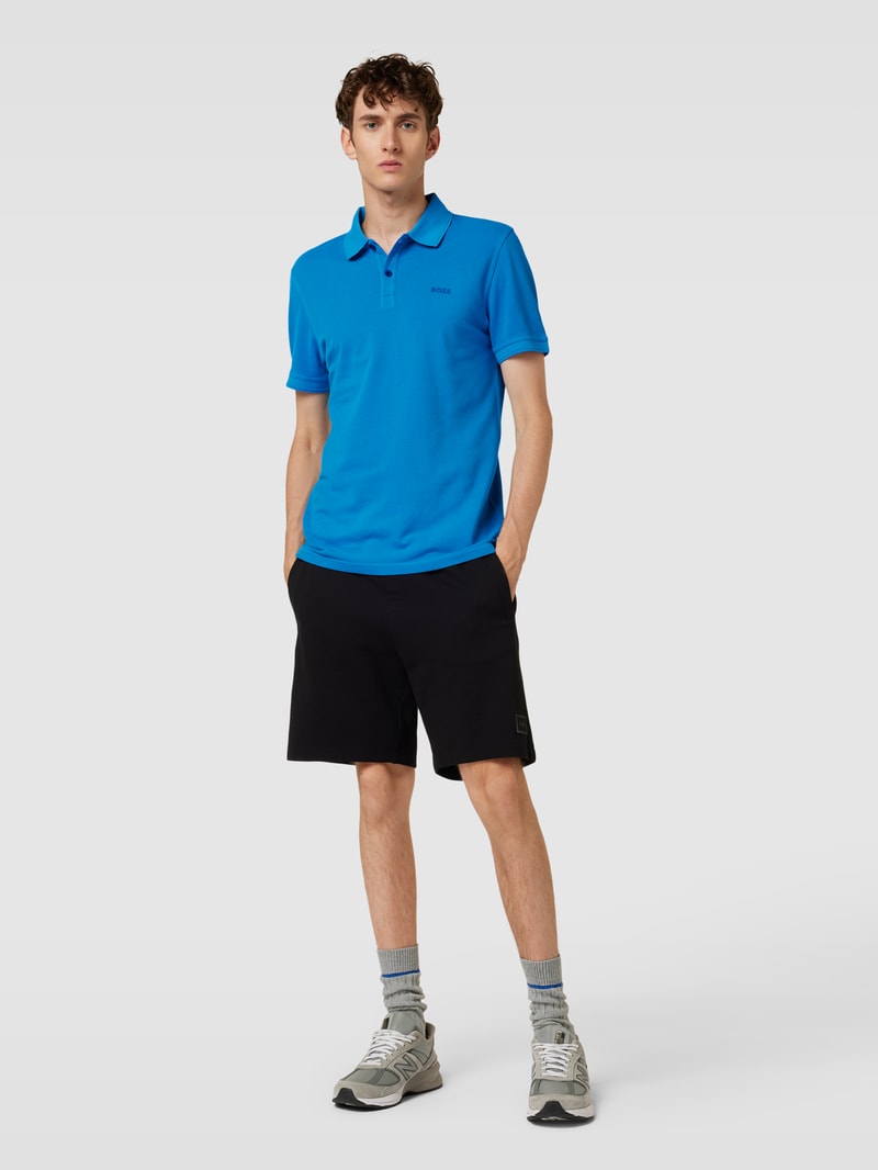 Poloshirt mit Label-Print Modell 'PRIME' in hellblau