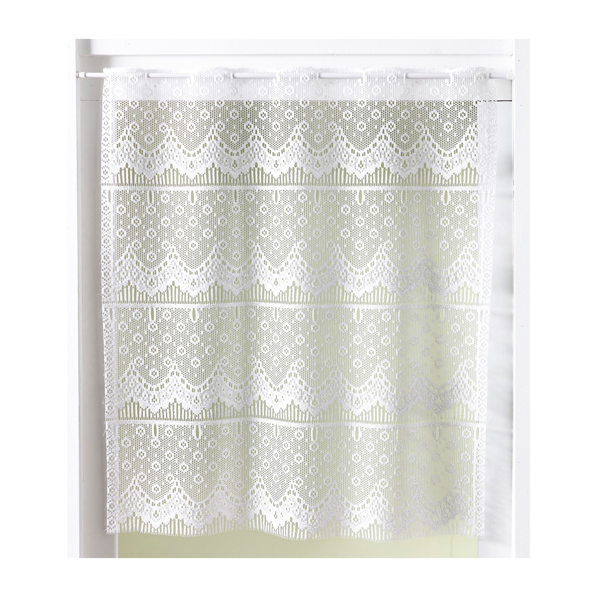 Rideau modulable hauteur dentelle maille