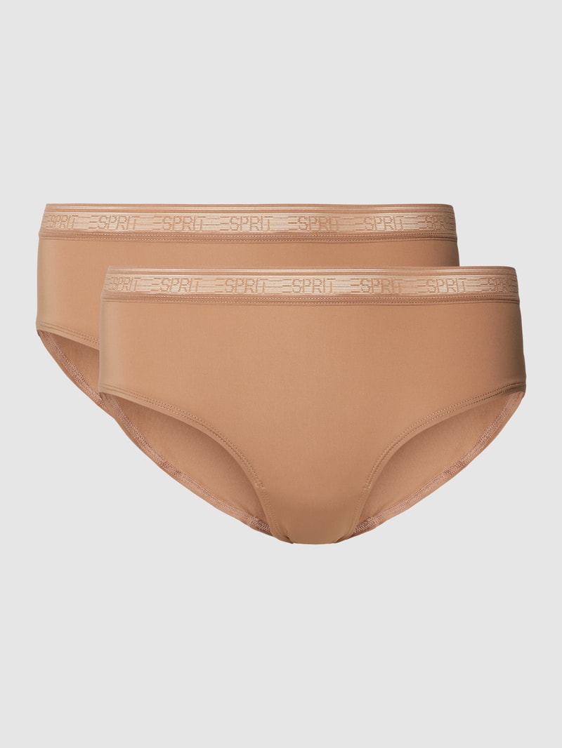Pants mit semitransparentem Logo-Bund in beige