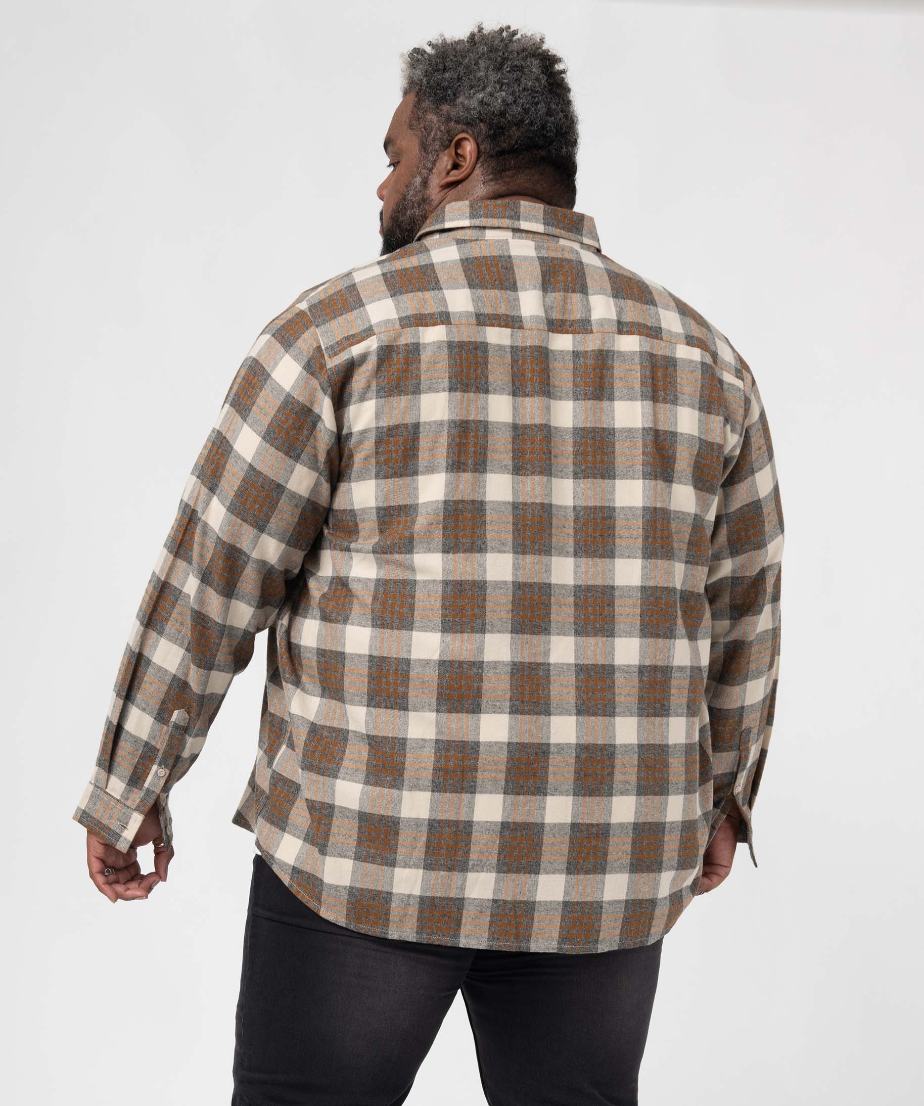 Chemise homme grande taille à manches longues et carreaux carreaux | GEMO