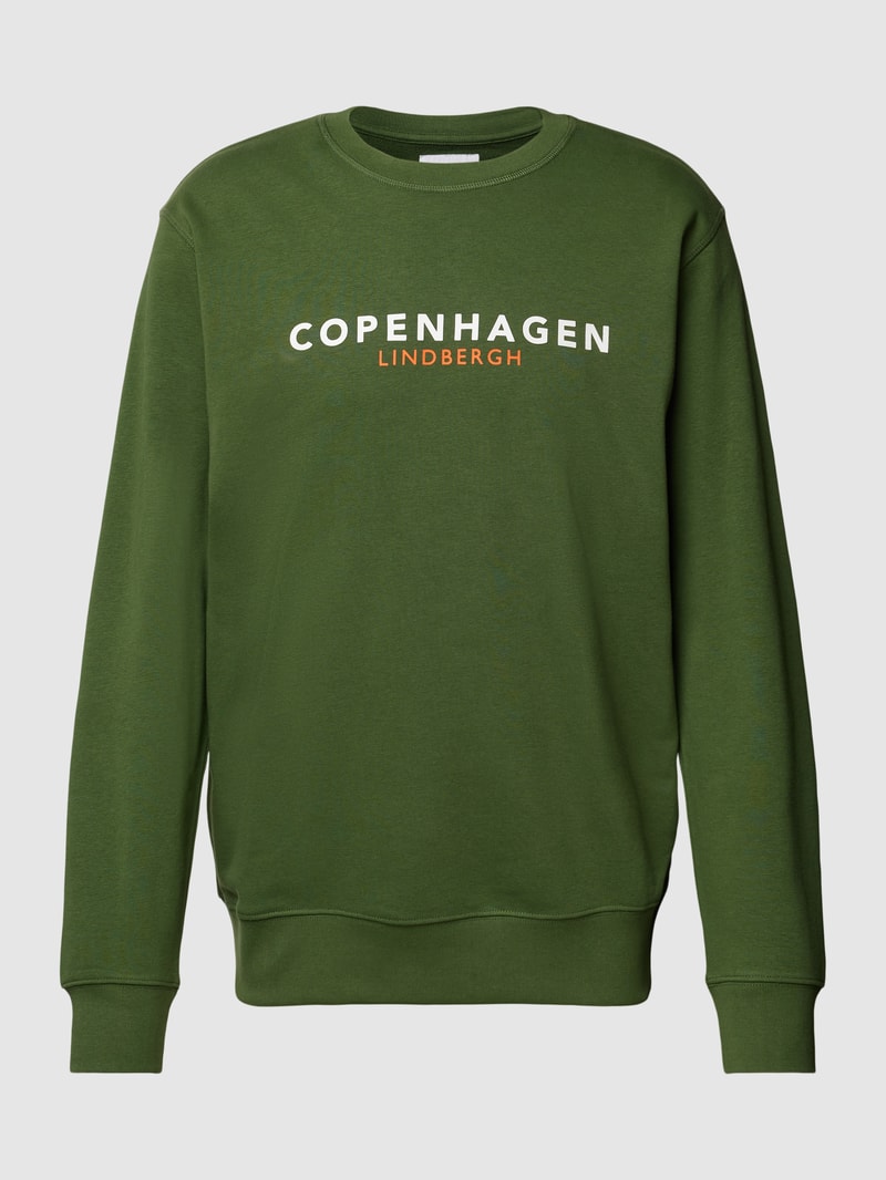 Sweatshirt mit Label-Print in apfelgrün