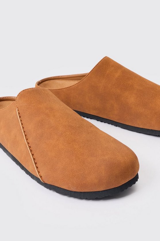 Braune Mules aus Wildlederimitat