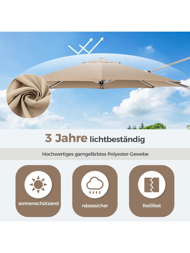 COSTWAY Sonnenschirm Ø330cm in Beige günstig kaufen onesize