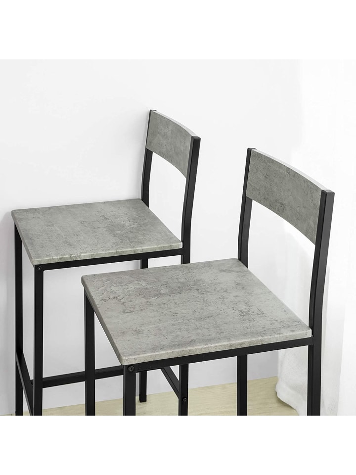 SoBuy Bartisch in Hellgrau und Schwarz - Tisch(B)100 x (H)87 x (T)45cm/Hocker(B)39 x (H)95 x (T)41cm günstig kaufen onesize