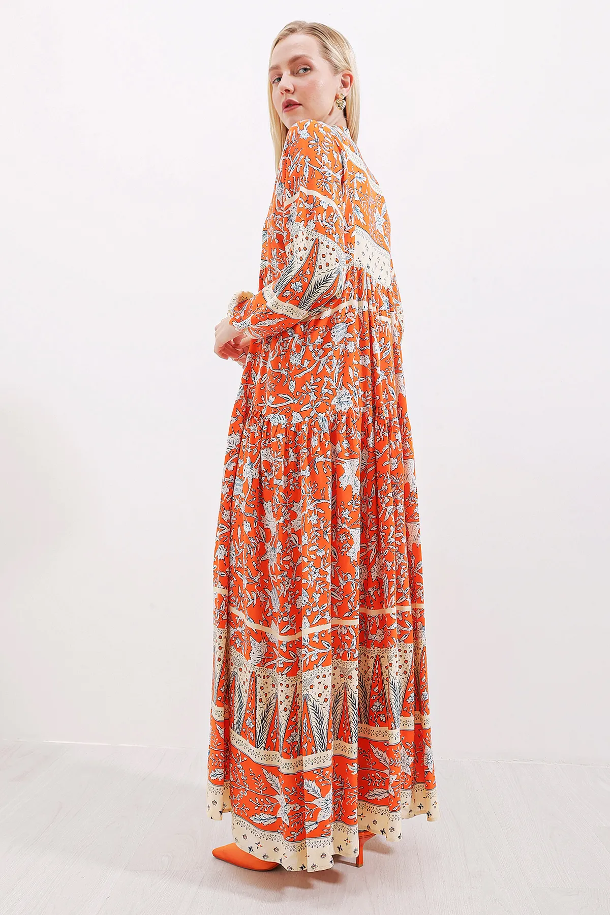 Bigdart  2423 Authentisches gemustertes Kleid - C. Orange