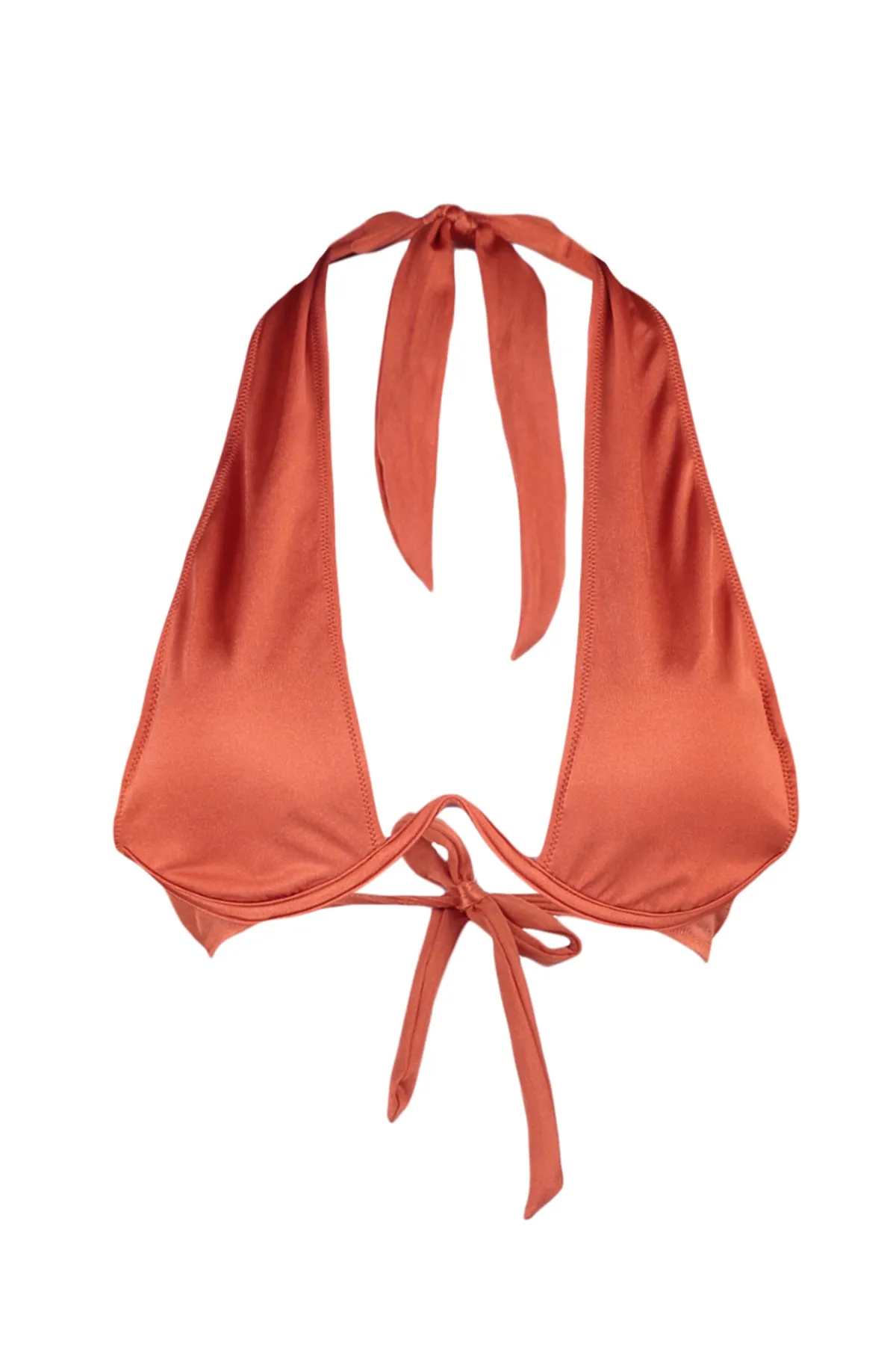 Trendyol Collection  Zimtfarbenes Bügel-Bikinioberteil mit umgekehrtem V-Ausschnitt TBESS22BU0203