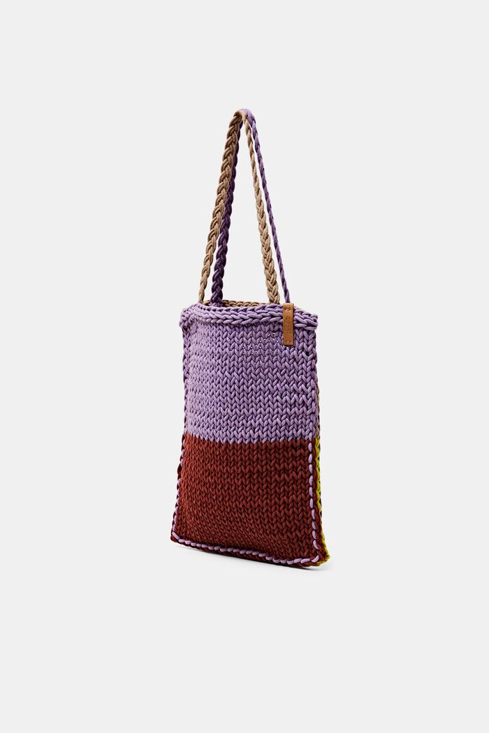 Tote Bag aus gehäkelter Baumwolle im Colorblock
