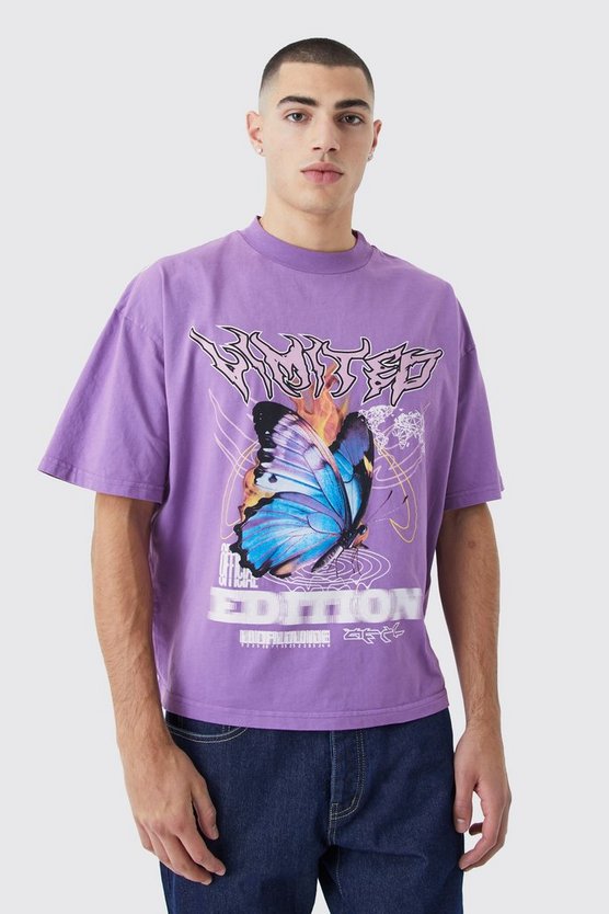 Oversize T-Shirt mit Schmetterlings-Print