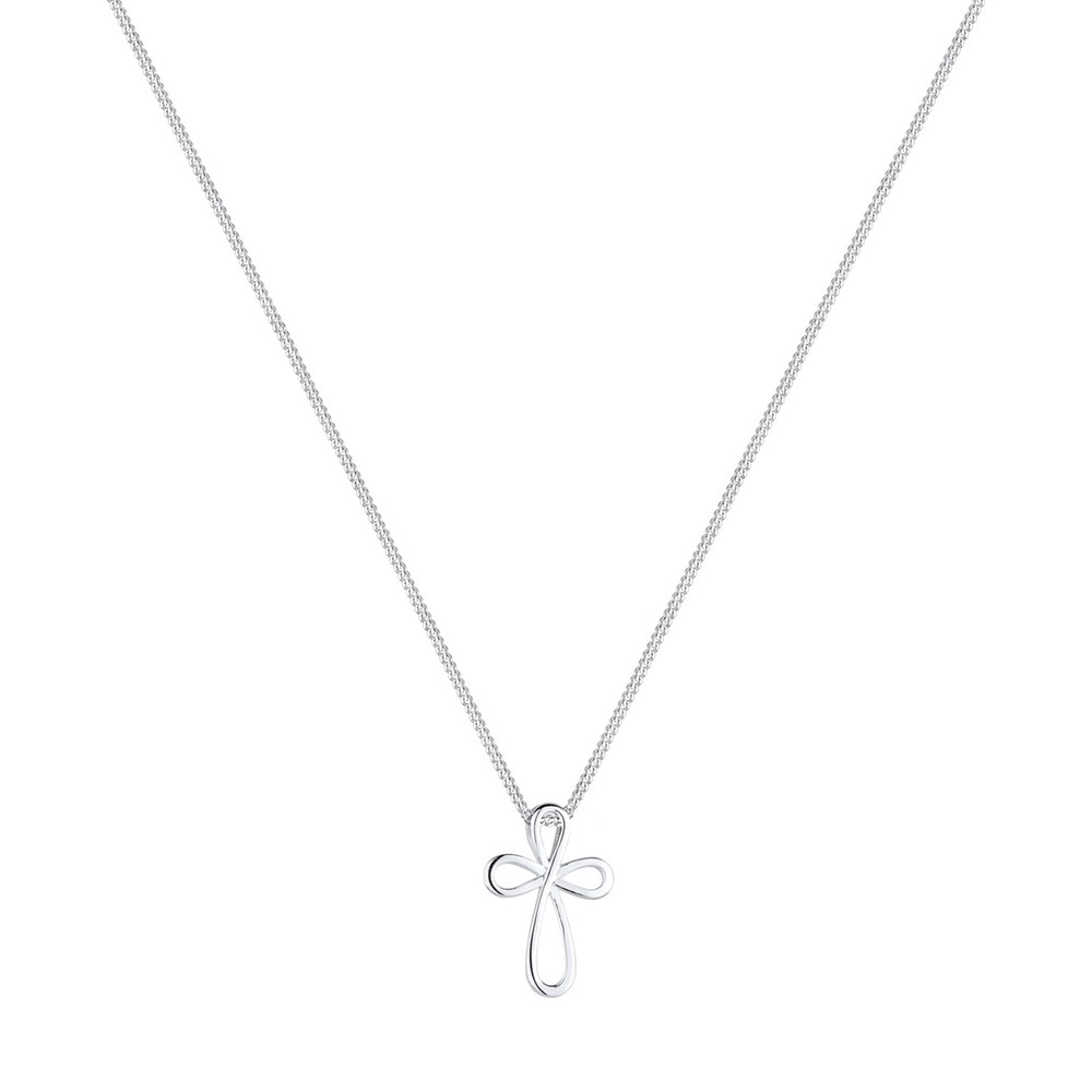 Elli Elli Collier Femme Pendentif Croix Moderne en Argent Sterling 925 Bijoux