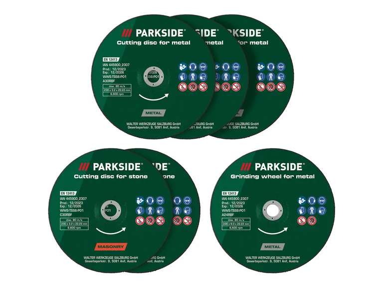 Disco de corte PARKSIDE® Zestaw, disco de rebarbação, disco de corte diamantado, Ø 230 mm