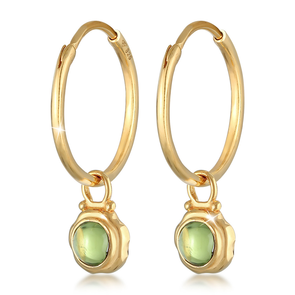 Elli PREMIUM Elli PREMIUM Boucles d'Oreilles Pendentif créole pour femme vert avec péridot en  Boucles d'oreilles
