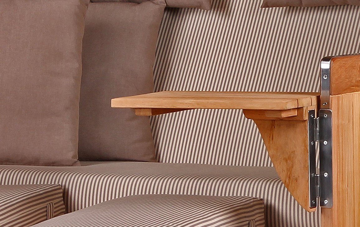 bene living Strandkorb Königssee 2,5-Sitzer Teak - PE shell - Modell 510, BxTxH: 142x95x170 cm, Volllieger ca. 175 Grad, Ostsee-Strandkorb, inkl. Liftersystem und Bullaugen