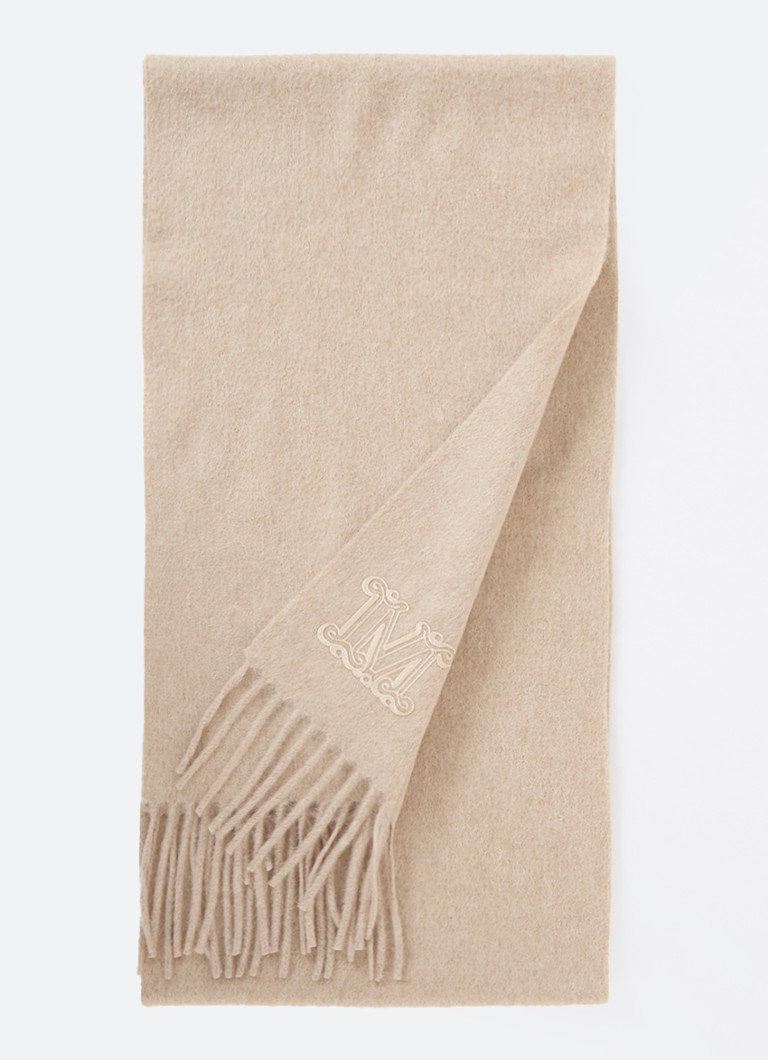 Eșarfă MaxMara Dalia din cașmir tricotat fin cu logo imprimat, 190 x 30 cm