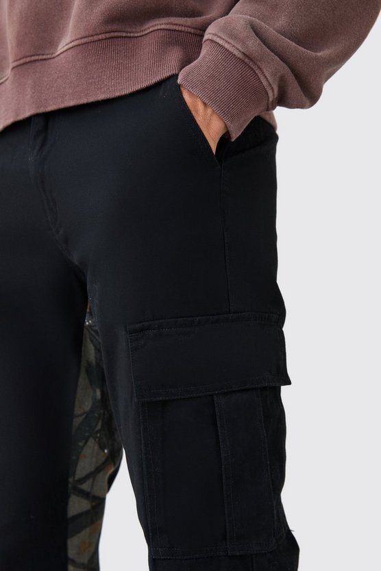 Slim-Fit Cargohose mit Camouflage-Print