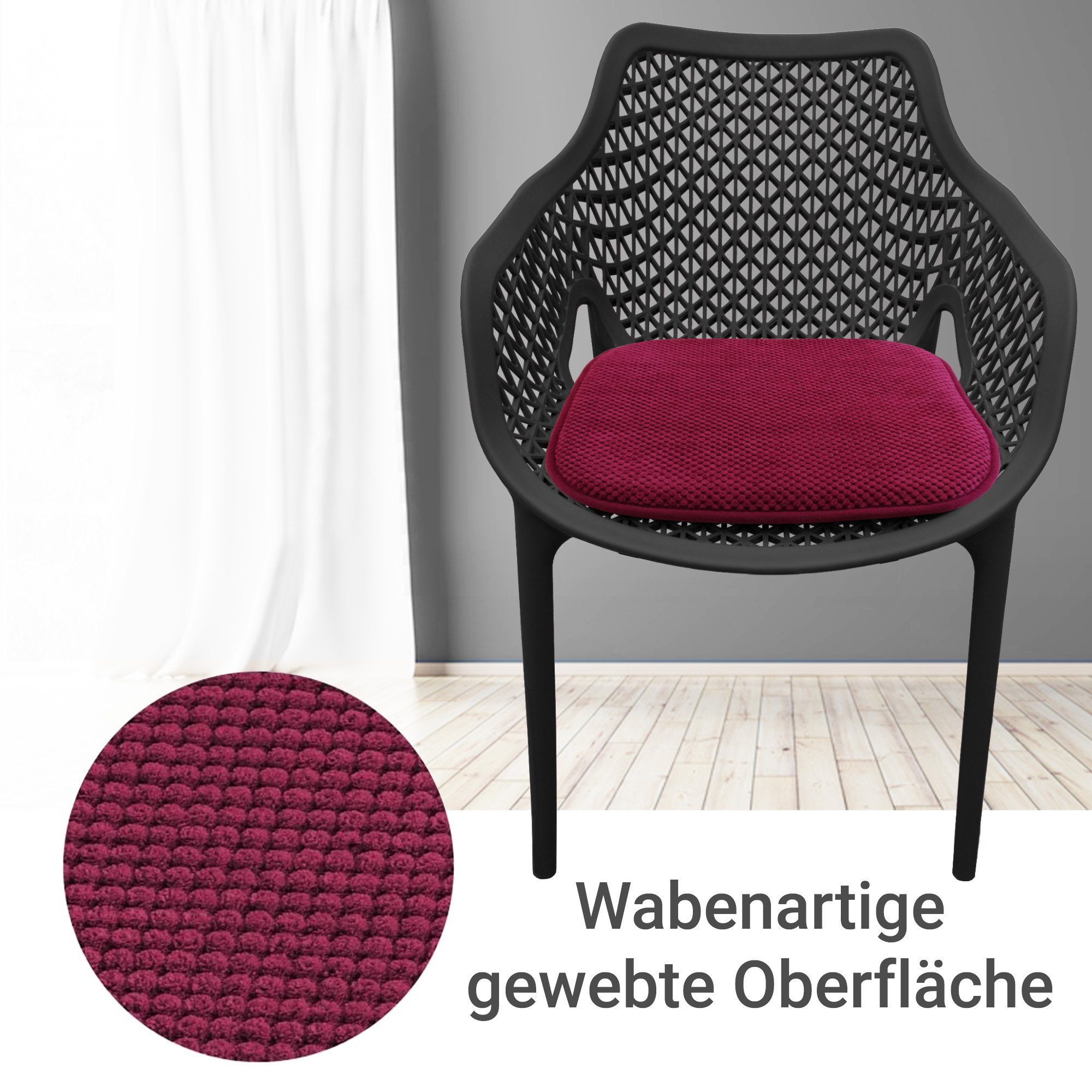 TRISENS Stuhlkissen Nika, Gel-Kissen Set 40x40 - Stuhlkissen mit modernem Memory-Schaumstoff