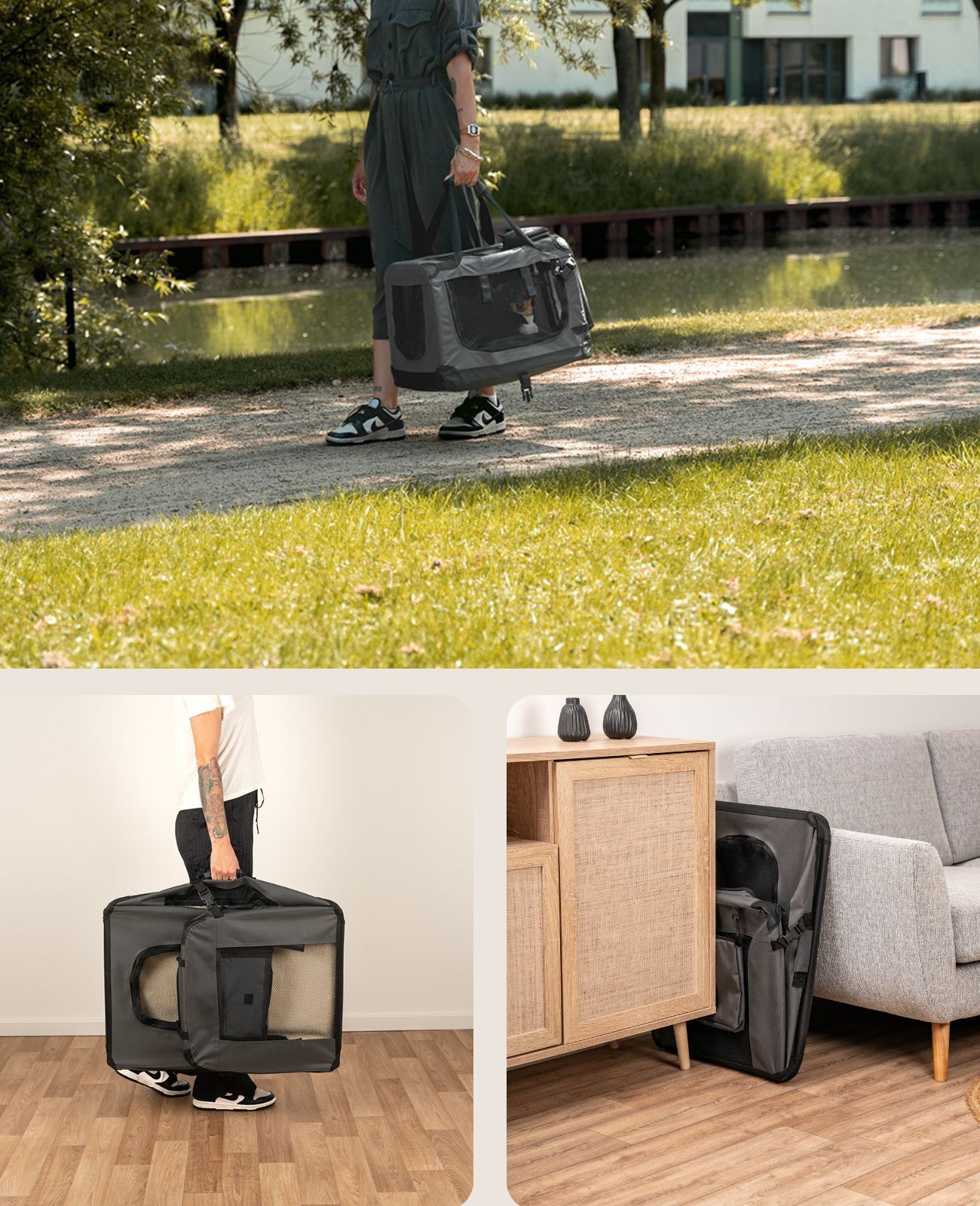 Lionto Transportboxen & Gitterboxen Lionto Hundetransportbox - faltbar - grau M