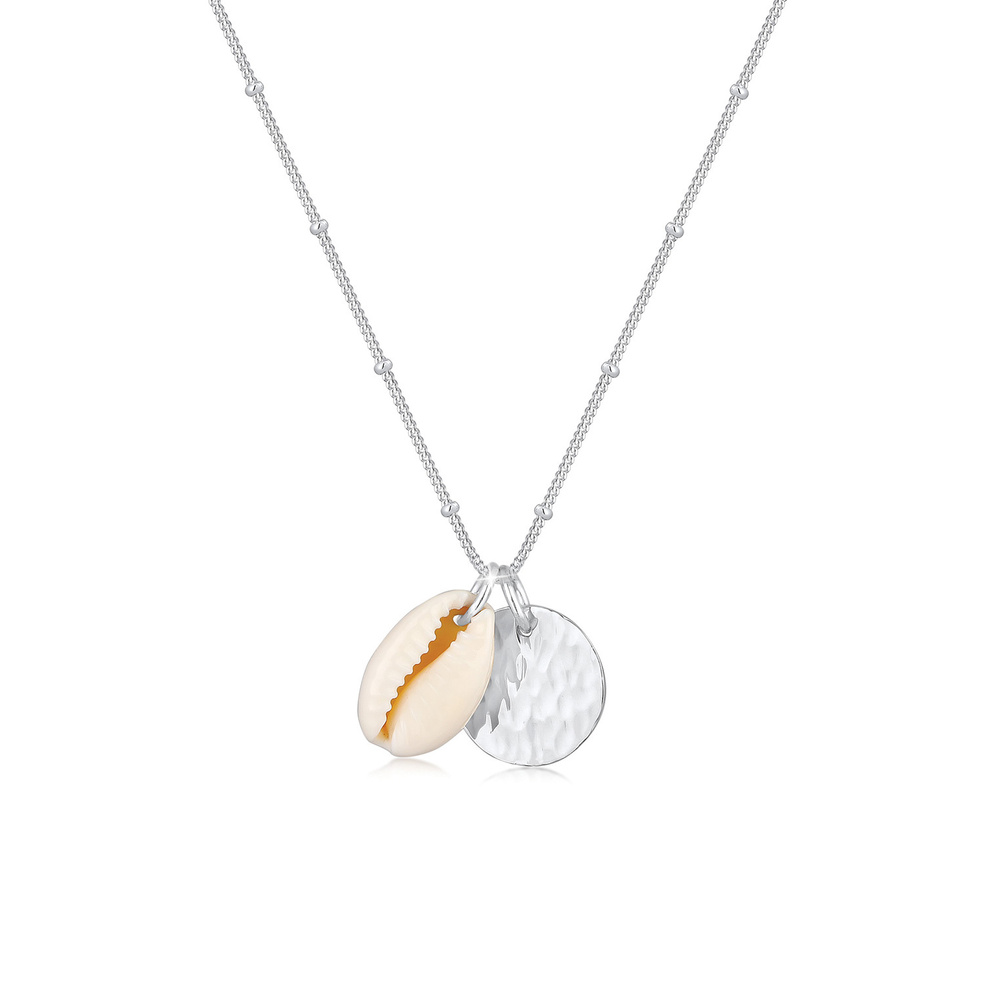 Elli Elli Collier Femmes Boule Plaquette Coquillage Cauri Pendentif Tendance en Argent Bijoux