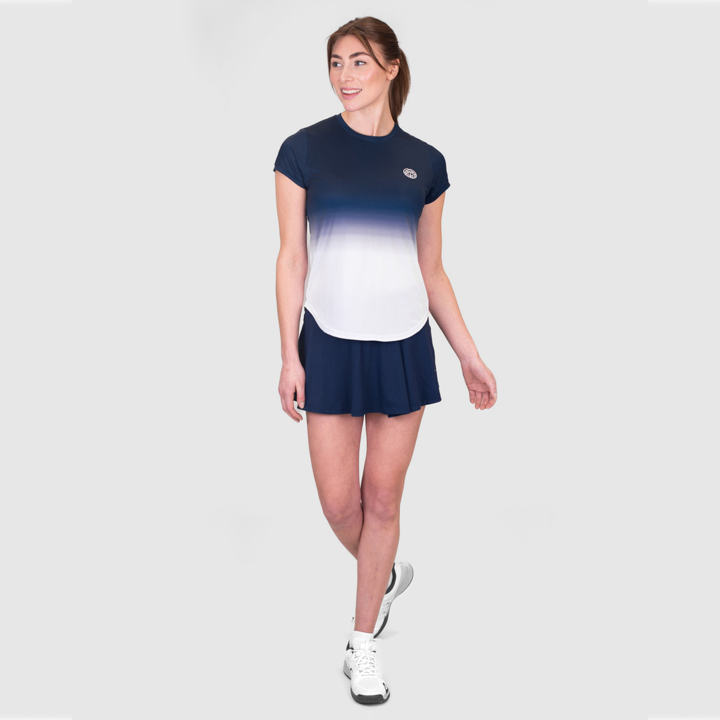 Crew Gradiant T-Shirt Damen - Dunkelblau, Weiß