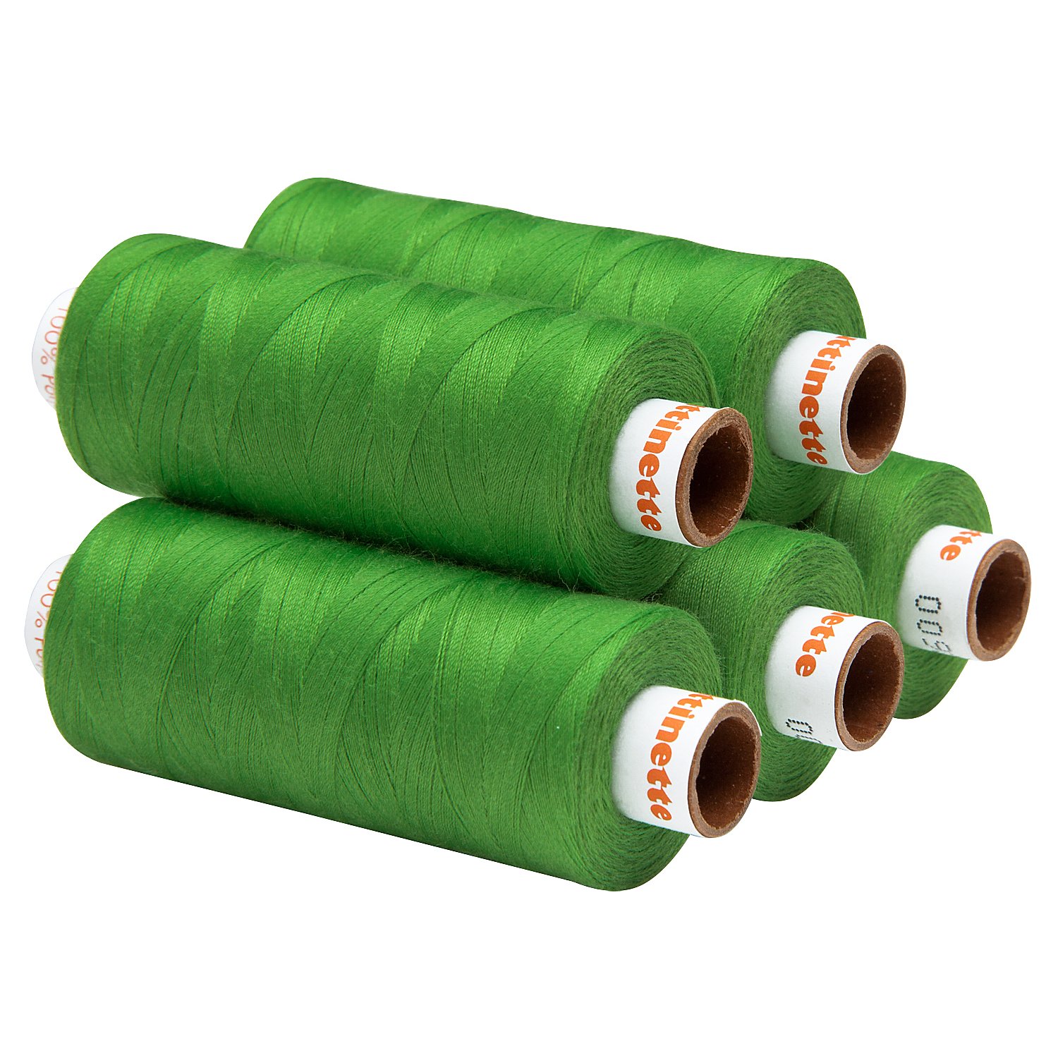 buttinette Universal-Nähgarn, Stärke: 100, 5er-Pack, apfelgrün