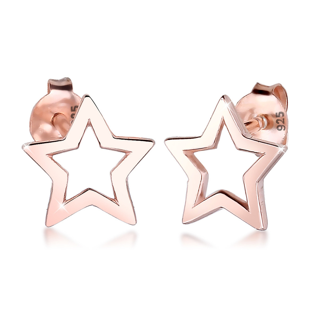 Elli Elli Boucles d'Oreilles Femme Motif Étoile Classique avec Émail en Argent Sterlin Boucles d'oreilles