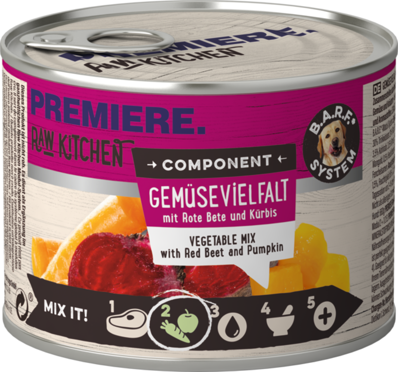 PREMIERE Hundenassfutter PREMIERE RAW KITCHEN Gemüsevielfalt 6x200g Obst & Gemüse