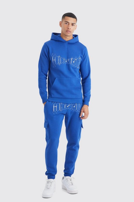 Slim-Fit Cargo-Trainingsanzug mit Homme Applikation