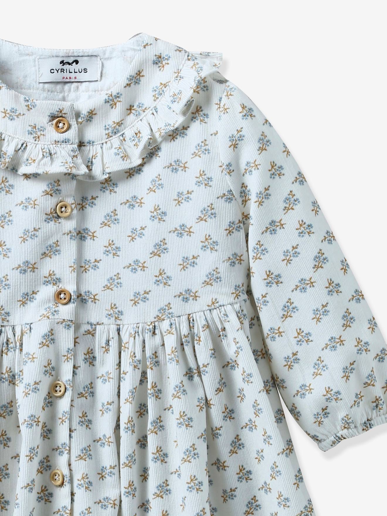 Robe bébé en velours imprimé CYRILLUS bleu imprimé