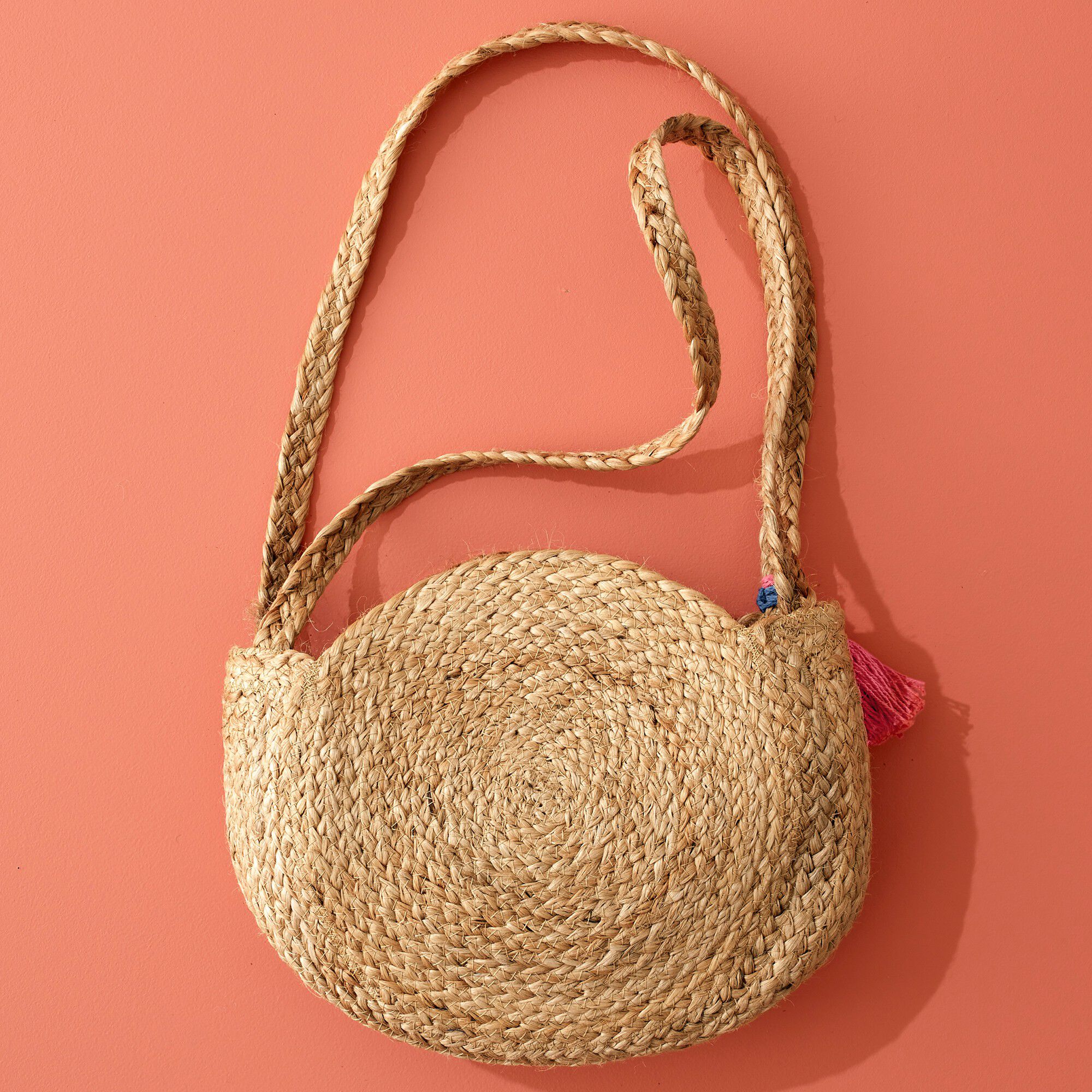 Sac rond en jute finition pompons Indian Summer
