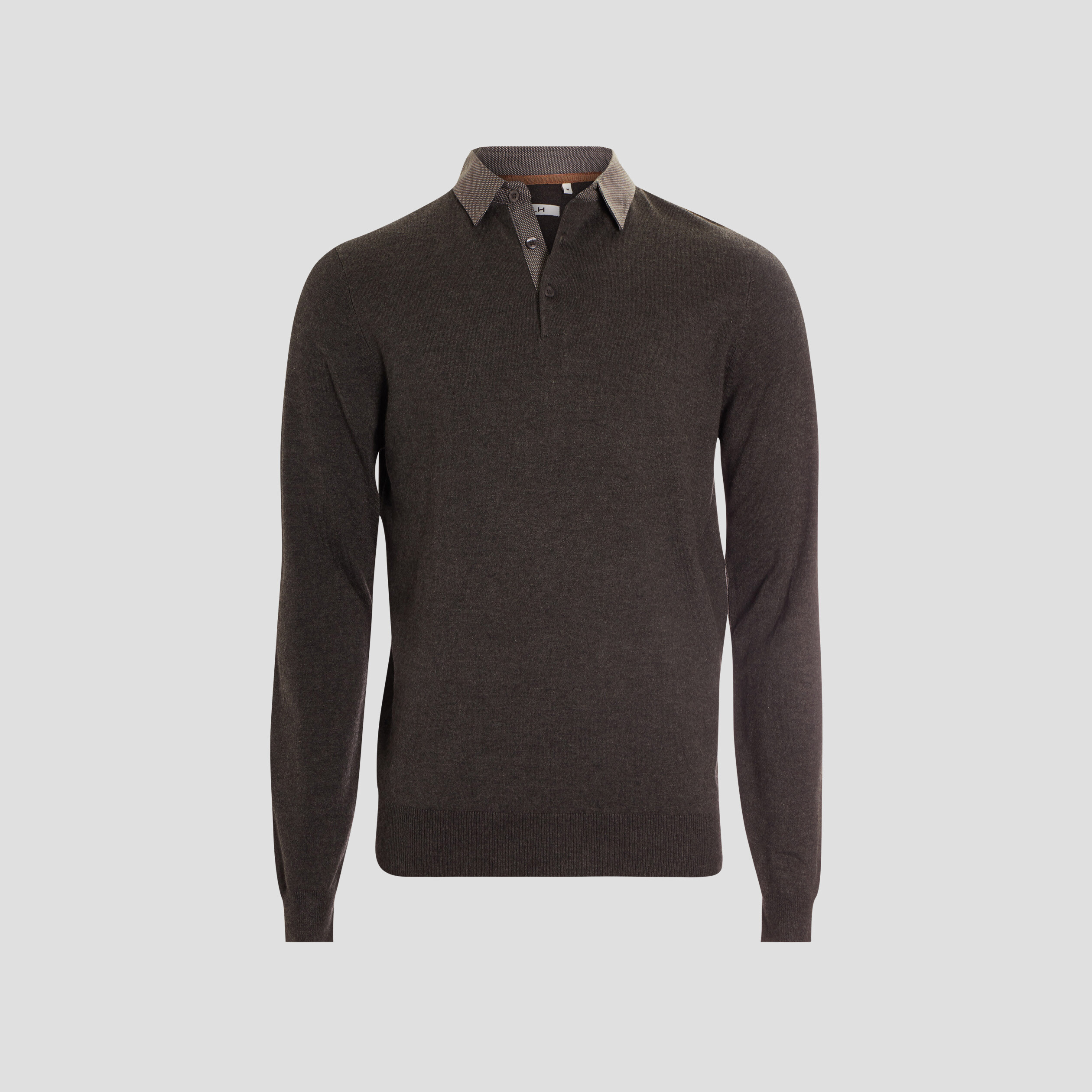 Pull avec col polo gris foncé homme | La Halle