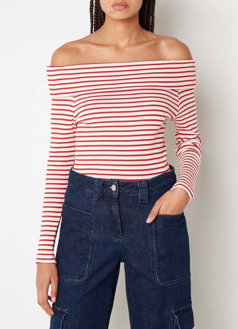 ba&sh Sissi off shoulder top with stripe print