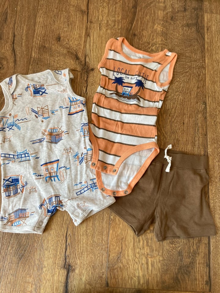 carter's 3tlg. Outfit in Orange günstig kaufen 68