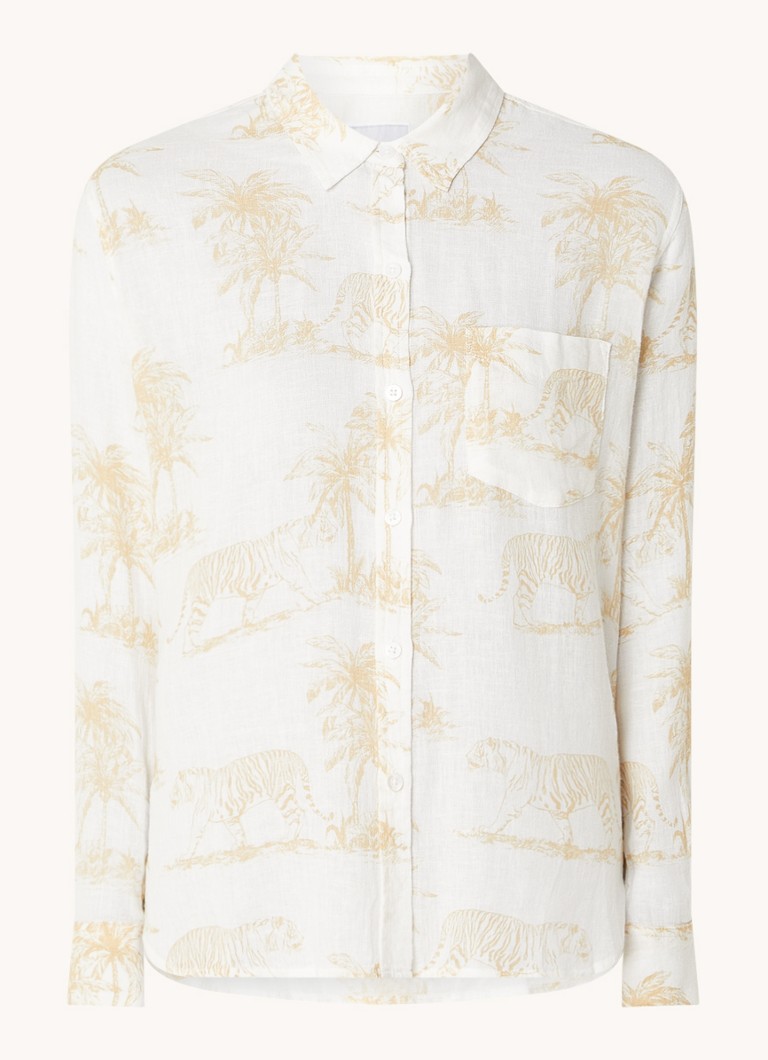 Blusa Charli da Rails em mistura de linho com estampa tropical.