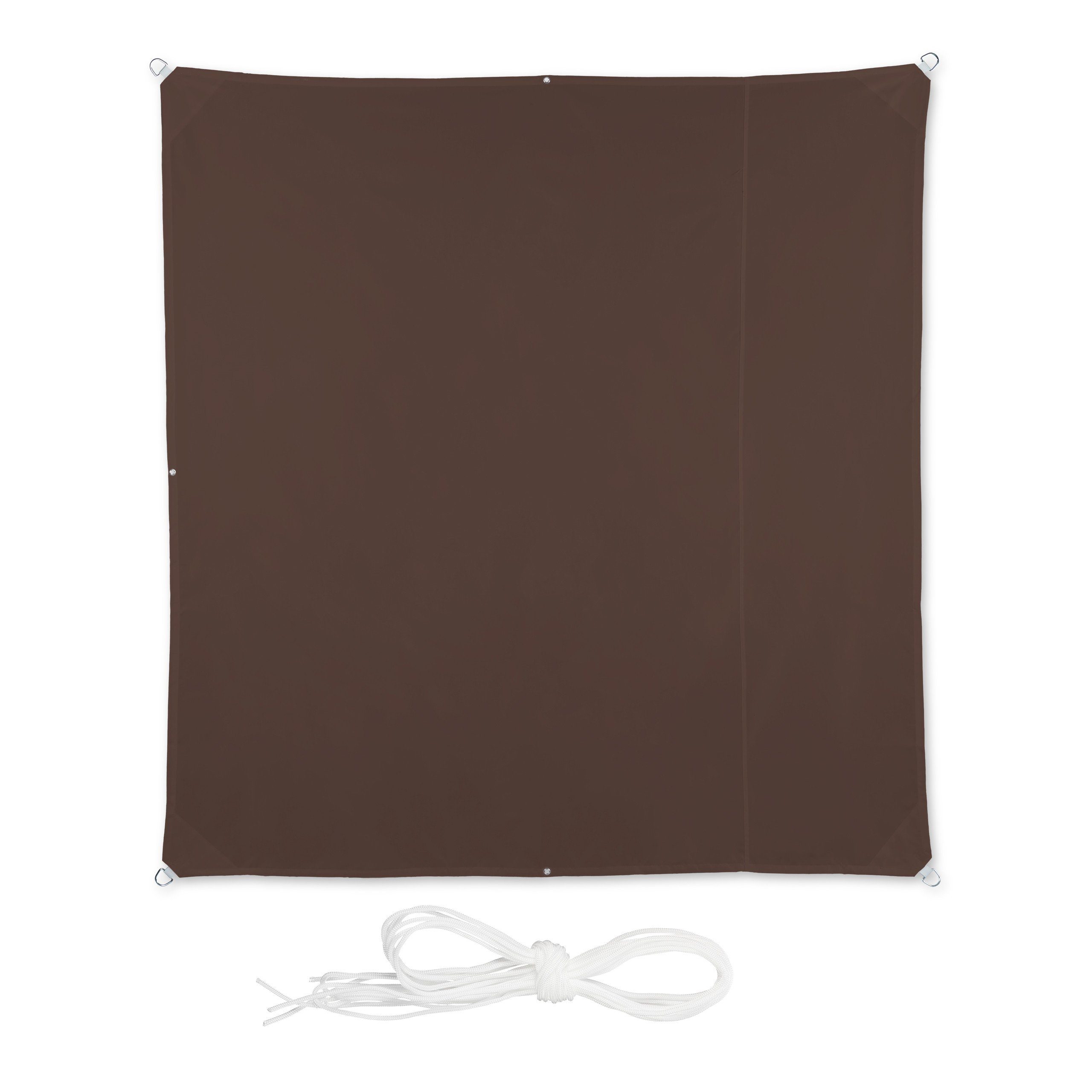 relaxdays Sonnensegel Sonnensegel Quadrat in Braun, 2 x 2 m