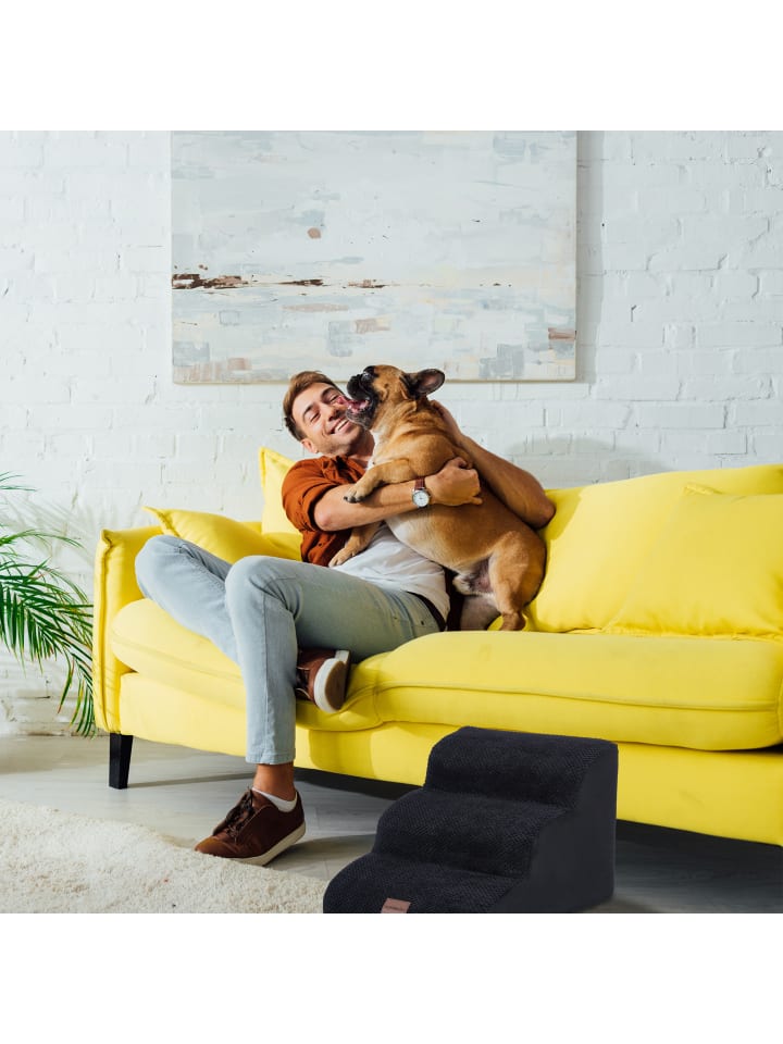 relaxdays Hundetreppe in Schwarz - (B)41 x (H)33 x (T)54 cm günstig kaufen onesize