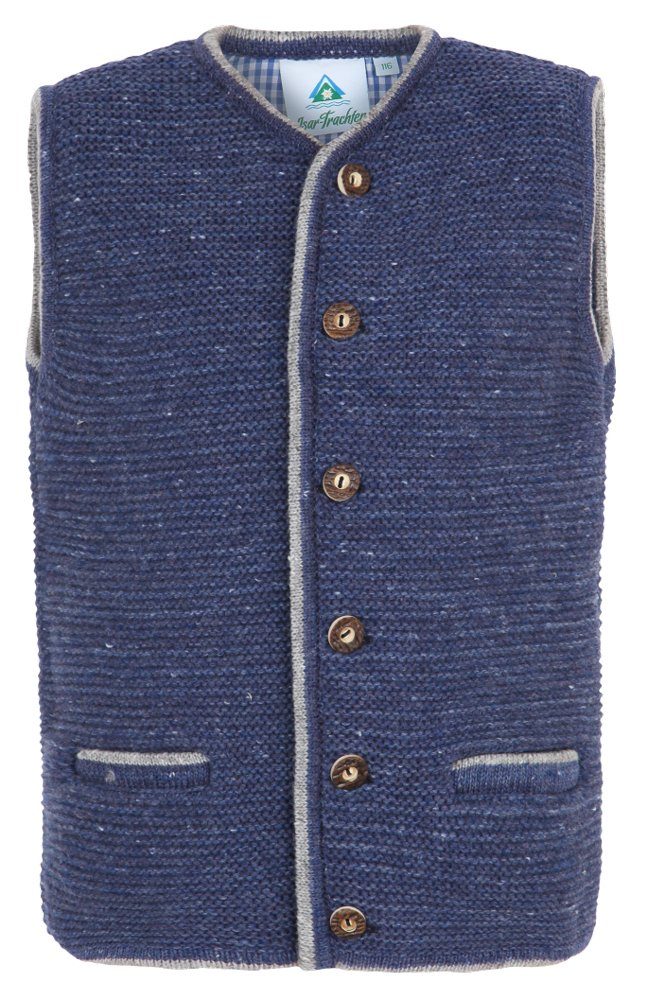 Isar-Trachten Trachtenweste Kinder Strickweste 'Luca' mit Taschen 47098, Jean