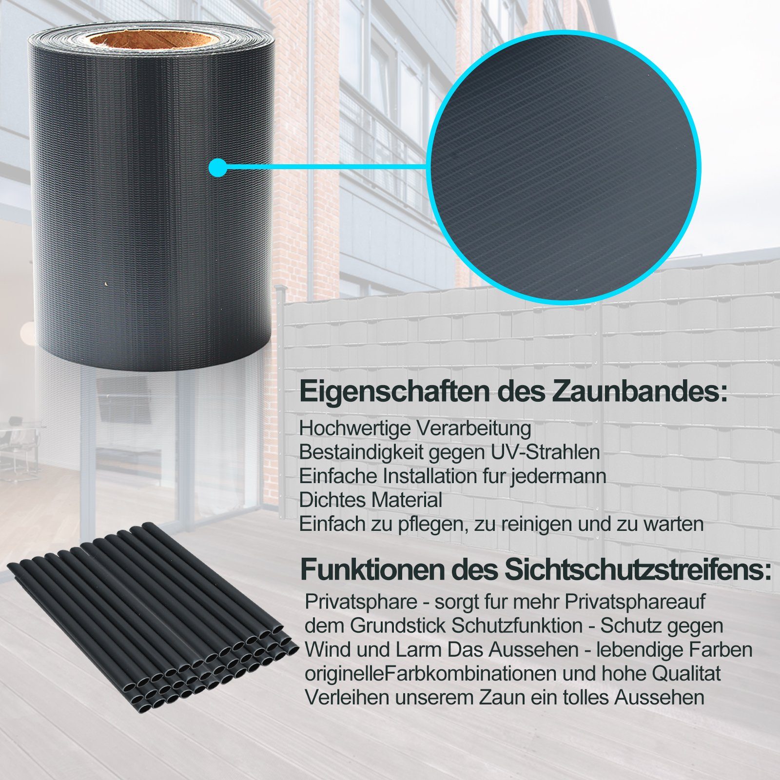 Lospitch Sichtschutzstreifen 35m Sichtschutzfolie PVC Zaun Folie Multifunktionen für Mattenzaun