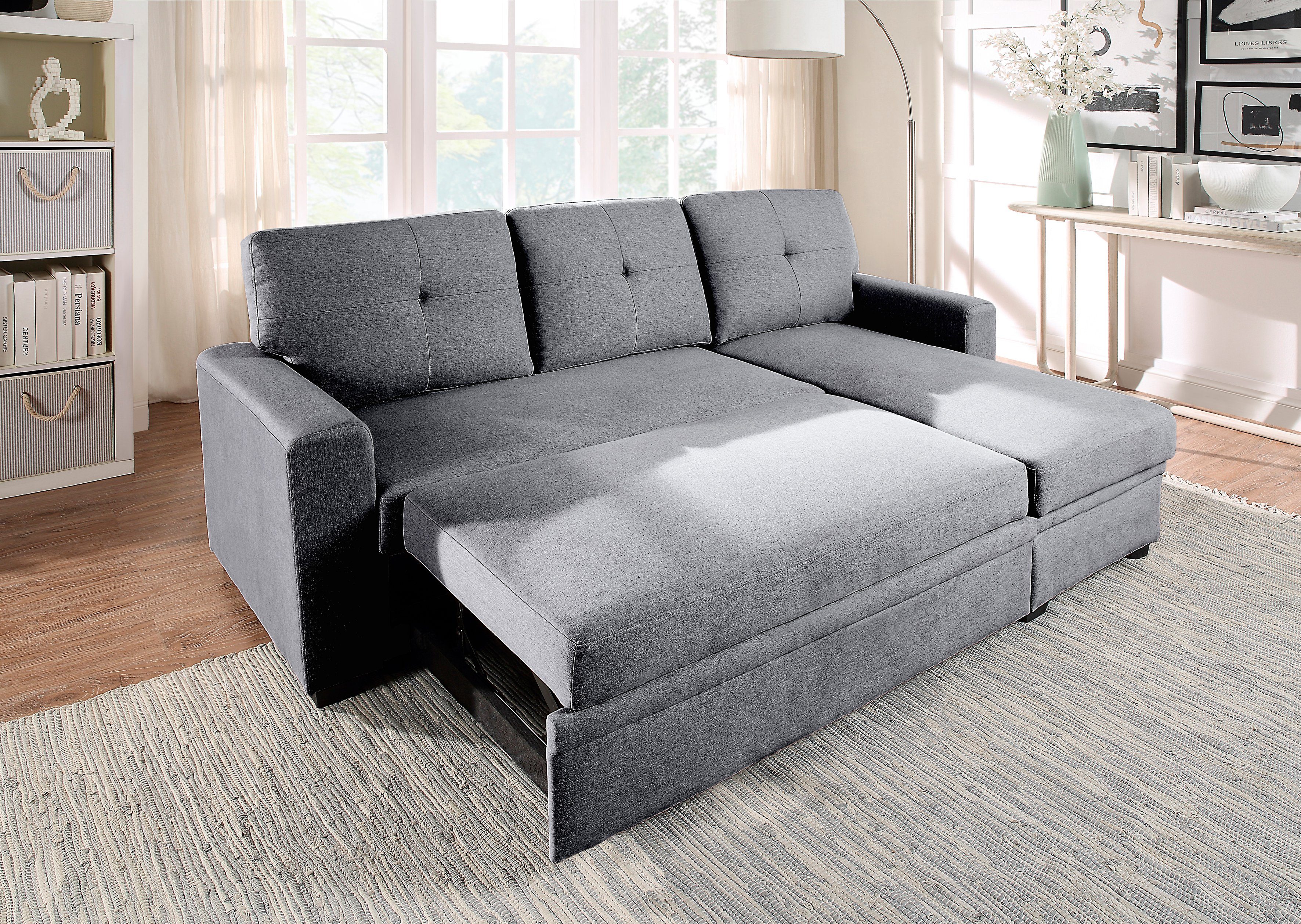 ATLANTIC home collection Schlafsofa Gerrit, Ecksofa, mit Bettfunktion, Recamiere rechts oder links montierbar